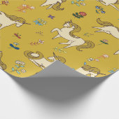 Vintages Einhorn in waldreichen Blume Geschenkpapier (Ecke)