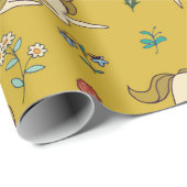 Vintages Einhorn in waldreichen Blume Geschenkpapier (Rolleneckpunkt)
