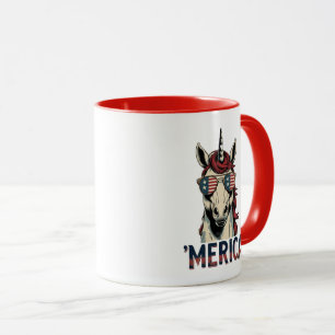 Vintages Einhorn Merica 4. july patriotisch Tasse