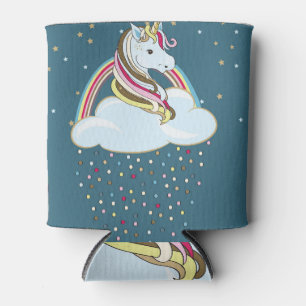 Vintages Einhorn: Regenbogenwolken-Illustration Dosenkühler