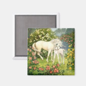 Vintages Einhorn und Fohlen Magnet (Vorderseite/Rückseite)