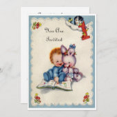 Vintages einjähriges Junge Einladung (Vorne/Hinten)