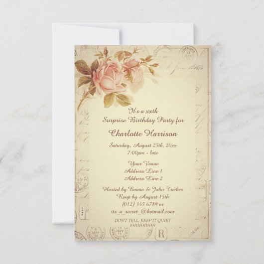 Vintages Einladung (Rückseite)