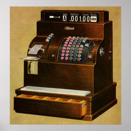 Vintages Einzelhandelsgeschäft, antikes Kassenregi Poster (Vorne)