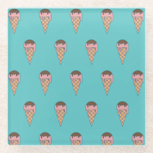 Vintages Eis-Muster: Pastellpalette. Glasuntersetzer