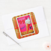 Vintages Eisdielen, rosa orange Quadratischer Aufkleber (Umschlag)