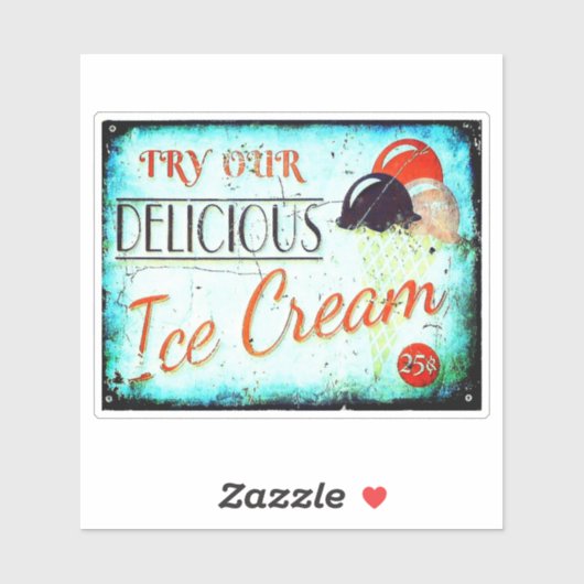 Vintages Eisschild Aufkleber (Blatt)