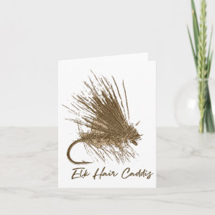 Vintages Elchhaarfischen Zeichnend Fliegen Karte