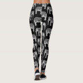 Vintages Elefant-Druck-Muster-Schwarzweiss-Kunst Leggings (Rückseite)