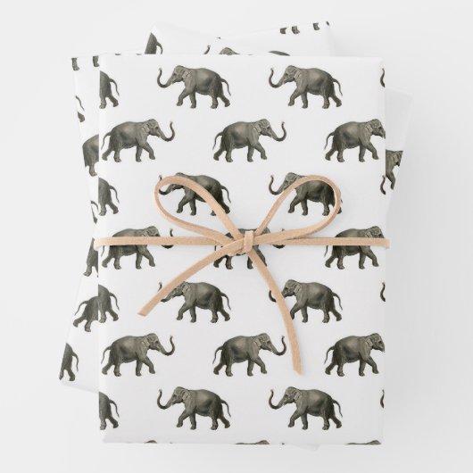 Vintages Elefantenmuster Geschenkpapier Set (Beispiel)