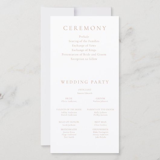 Vintages Elegance-Zeremonie-Programm (Rückseite)