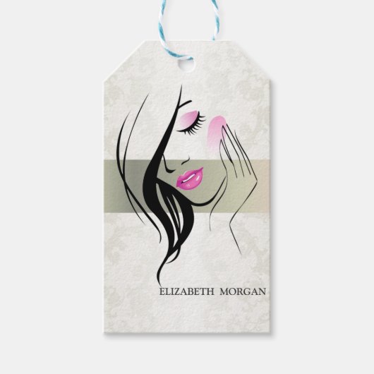 Vintages Elegant, Chic, Spitzen, Girl-Silhouette Geschenkanhänger (Vorderseite)