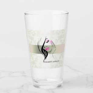 Vintages Elegant, Chic, Spitzen, Girl-Silhouette Glas