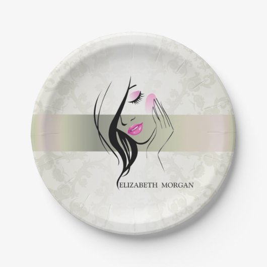 Vintages Elegant, Chic, Spitzen, Girl-Silhouette Pappteller (Vorderseite)