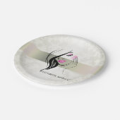 Vintages Elegant, Chic, Spitzen, Girl-Silhouette Pappteller (Schrägansicht)