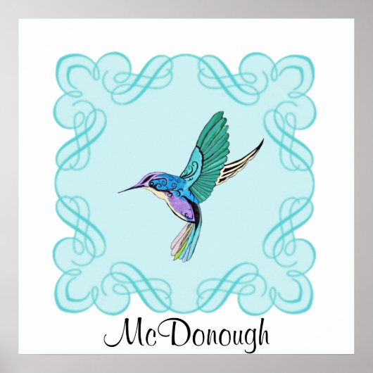 Vintages Elegant Hummingbird Poster (Vorne)
