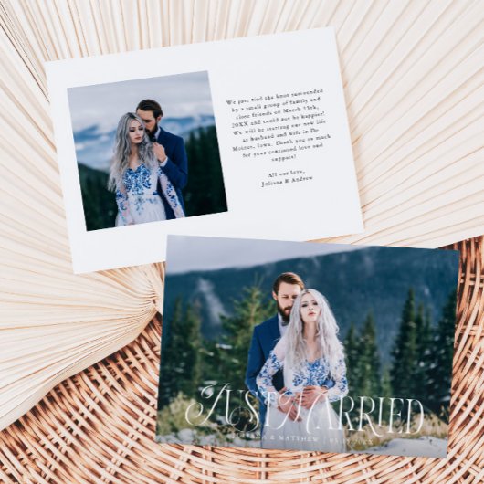 Vintages Elegant Just Married Wedding Foto Ankündigung