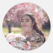 Vintages Elegant Mis Quince Años Foto Runder Aufkleber (Vorderseite)