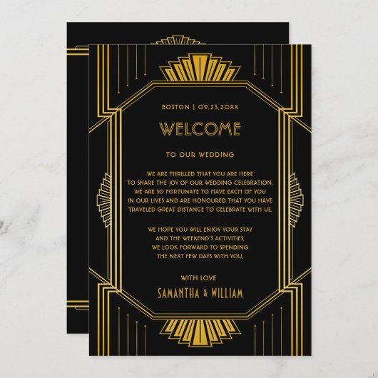 Vintages Elegantes Art Deco Einladung (Vorne/Hinten)