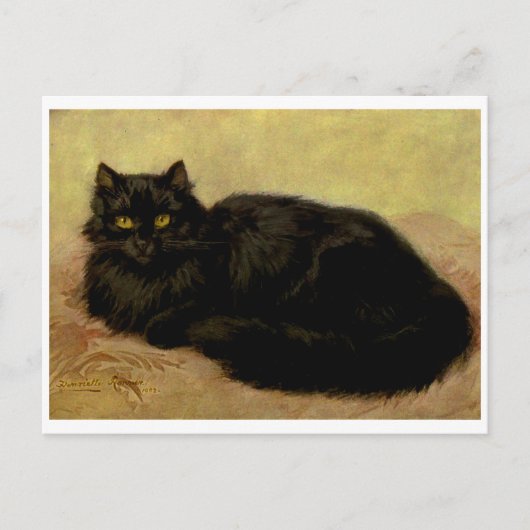 Vintages elegantes Black Persian Cat Portrait Postkarte (Vorderseite)