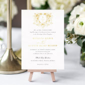 Vintages Elegantes Blumenleaf Wappen Hochzeit Gold Folieneinladung