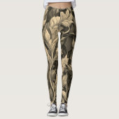 Vintages, elegantes, einfarbiges, beige Botanische Leggings (Vorderseite)