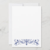 Vintages elegantes französisches Brautparty mit bl Einladung (Rückseite)