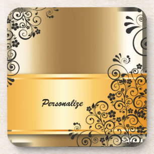 Vintages elegantes Gold Banner Personalisiert Getränkeuntersetzer