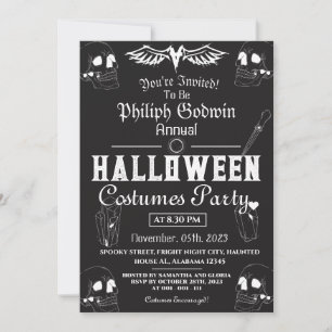 Vintages elegantes gotisches Halloween-Kostüm-Part Einladung
