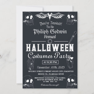 Vintages elegantes gotisches Halloween-Kostüm-Part Einladung