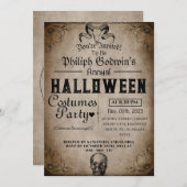 Vintages elegantes gotisches Halloween-Kostüm-Part Einladung (Vorne/Hinten)