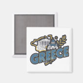 Vintages Elegantes Griechenland Europa Reiseführer Magnet (Vorderseite/Rückseite)