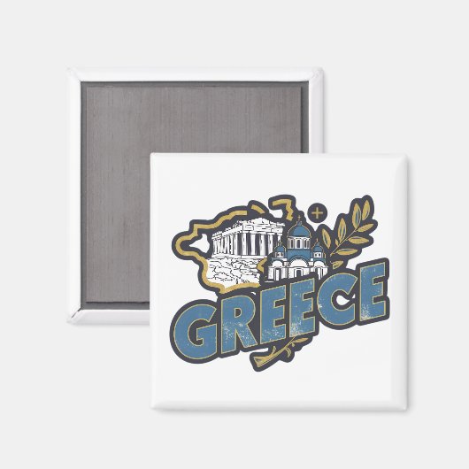 Vintages Elegantes Griechenland Europa Reiseführer Magnet (Vorderseite/Rückseite)