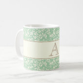 Vintages, elegantes Grünes Blumenmonogramm Kaffeetasse (Vorderseite Links)
