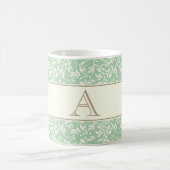 Vintages, elegantes Grünes Blumenmonogramm Kaffeetasse (Mittel)