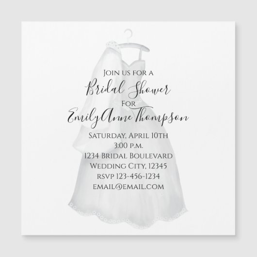 Vintages elegantes Hochzeitsgown-Brautparty Magnetkarte (Vorderseite)