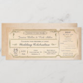 Vintages elegantes Hochzeitsticket Einladung mit U (Vorne/Hinten)
