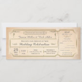 Vintages elegantes Hochzeitsticket Einladung mit U (Vorderseite)