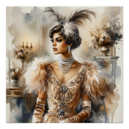 Vintages Elegantes Jugendstil Poster