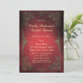 Vintages elegantes königliches Gold u. rotes Einladung (Stehend Vorderseite)