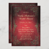 Vintages elegantes königliches Gold u. rotes Einladung (Vorne/Hinten)