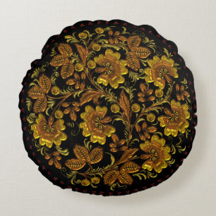 Vintages elegantes mit Blumenkissen Rundes Kissen