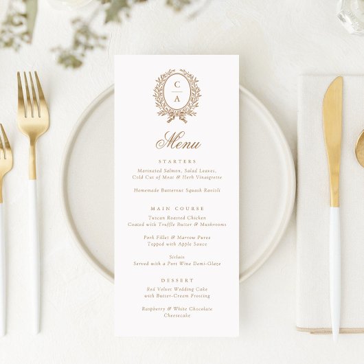 Vintages elegantes Olive Leaf Botanisches Kaminmen Menükarte