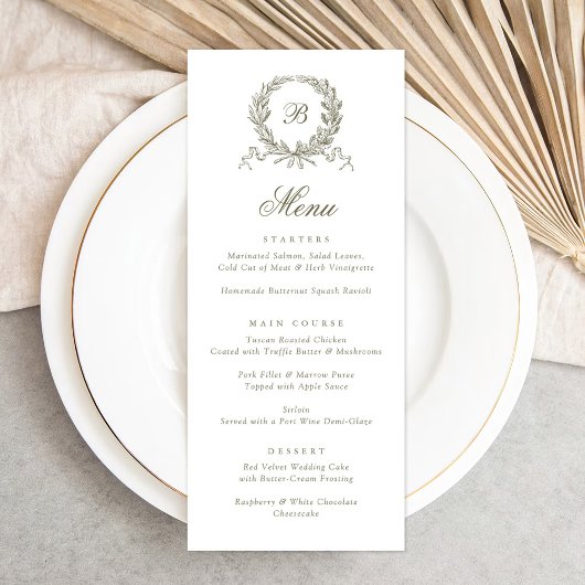 Vintages elegantes Olive Oak Menükarte