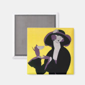 Vintages elegantes Party "Drinking Afternoon Tea" Magnet (Vorderseite/Rückseite)
