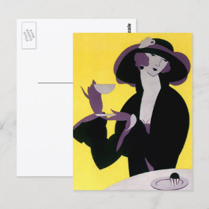 Vintages elegantes Party "Drinking Afternoon Tea" Postkarte