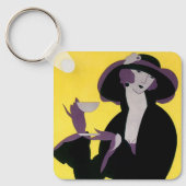 Vintages elegantes Party "Drinking Afternoon Tea" Schlüsselanhänger (Vorderseite)