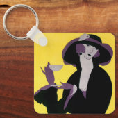 Vintages elegantes Party "Drinking Afternoon Tea" Schlüsselanhänger (Vorderseite)