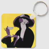 Vintages elegantes Party "Drinking Afternoon Tea" Schlüsselanhänger (Rückseite)