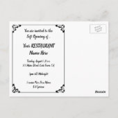 Vintages Elegantes Restaurant Einladung Postkarte (Rückseite)
